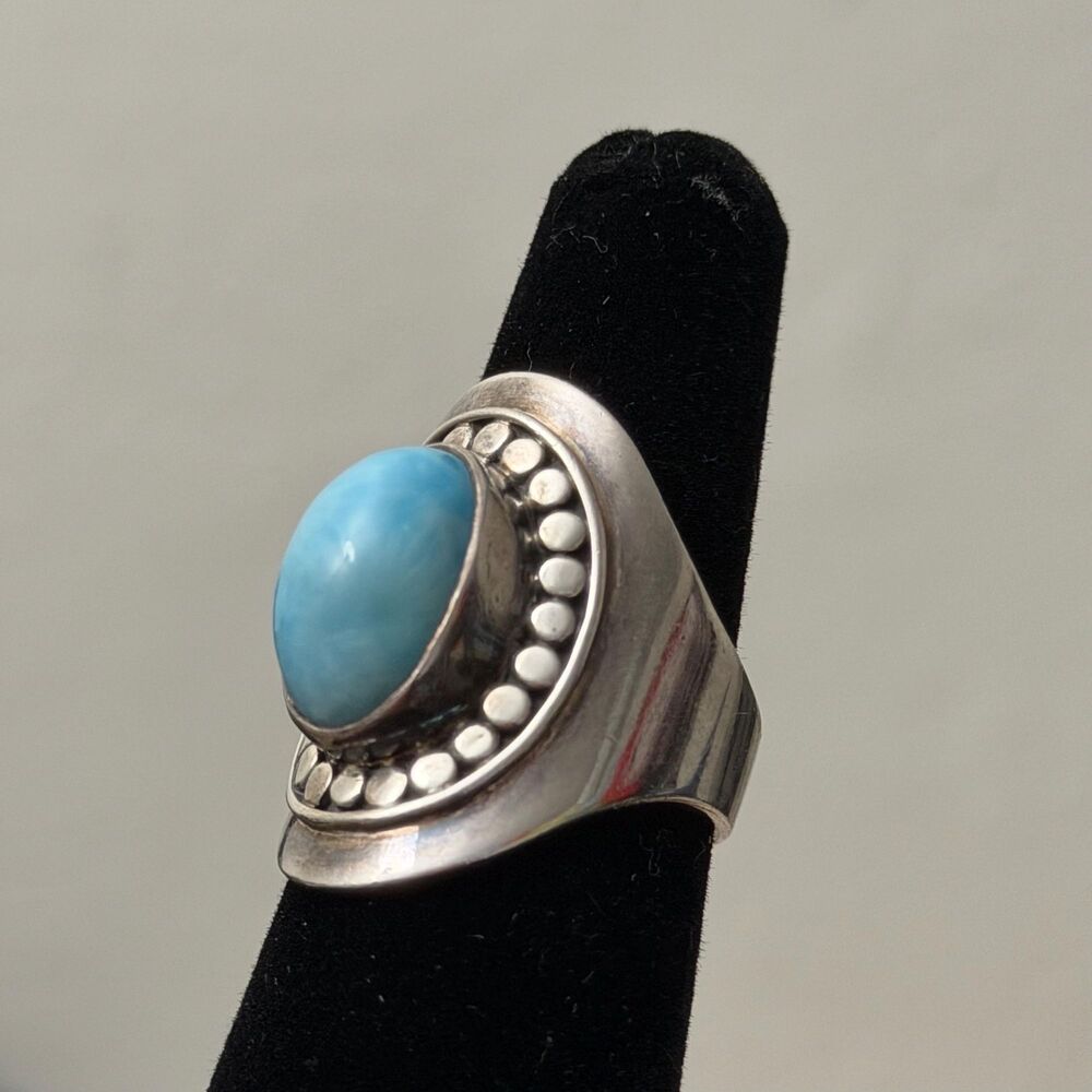 Vintage TASO Size 7 Larimar Sterling Silver Ring